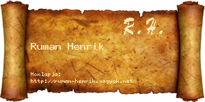 Ruman Henrik névjegykártya